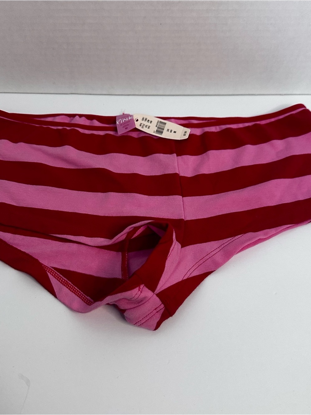 Y2K Victoria’s Secret PINK BoyShorts NWT Size M Red Pink Striped Rare